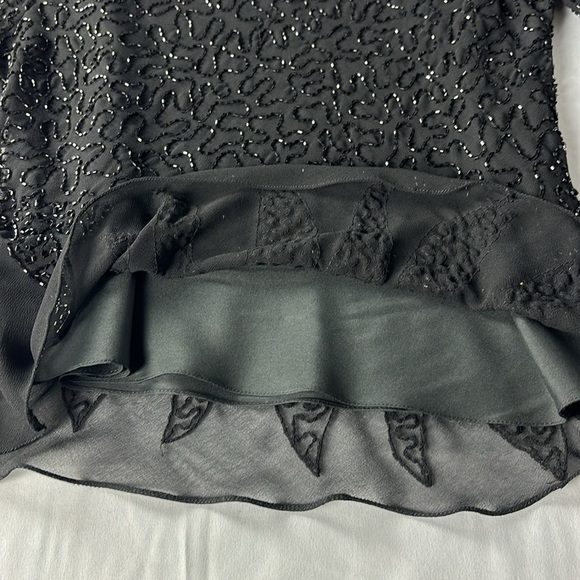J Kara New York Black Beaded Lined Top with Slitted Sleeves - Picture 5 of 14